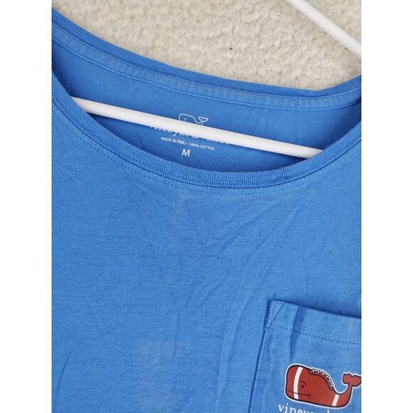Vineyard Vines T-Shirt Football Whale Touchdown Wmns M Blue Graphic LS Crewneck - Picture 7 of 12